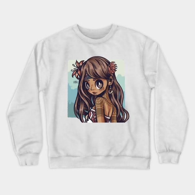 maori girl Crewneck Sweatshirt by Angi.Laguado